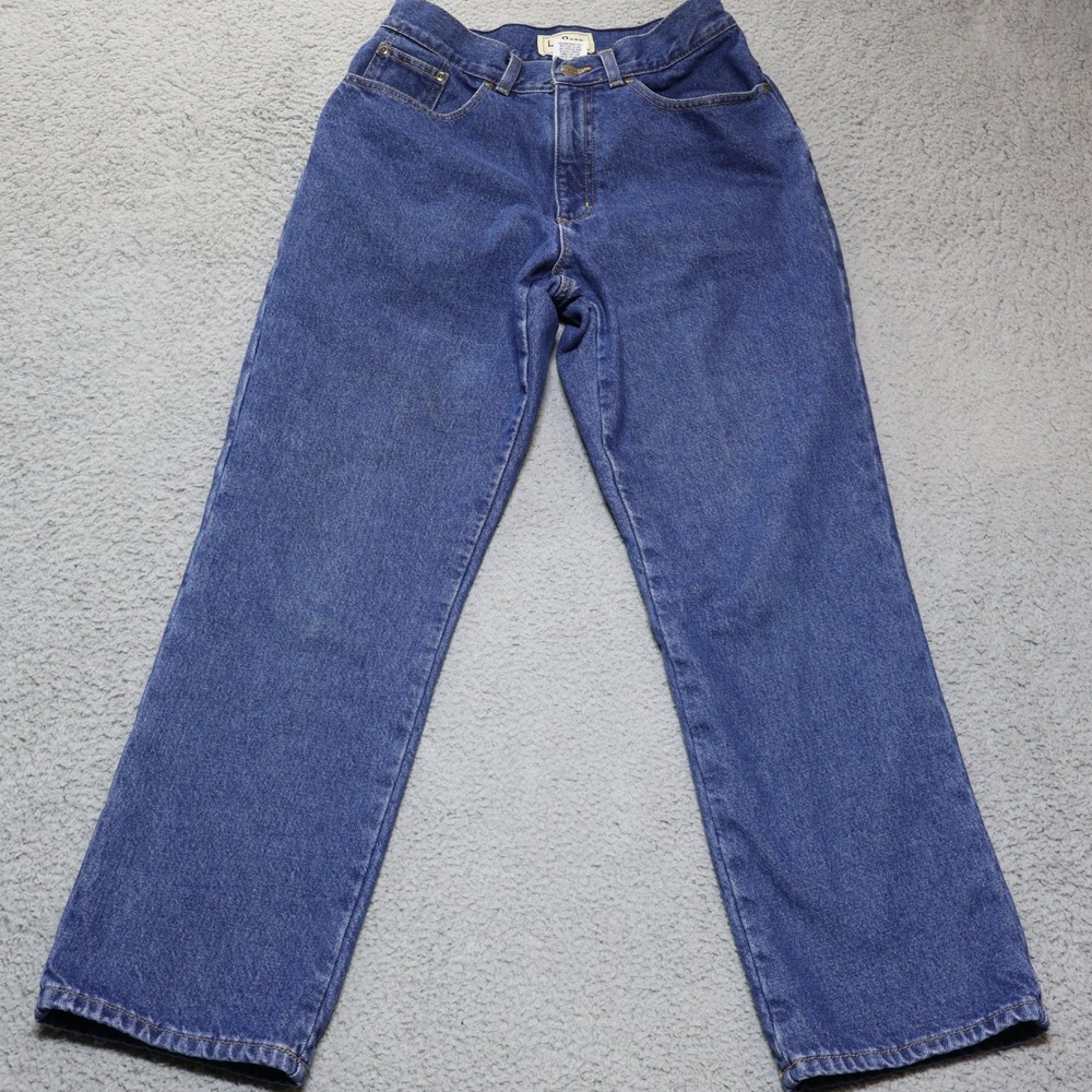 LL Bean Original Fit Flannel Lined Jeans Blue Plaid Denim Pants‎ Womens 10 Reg
